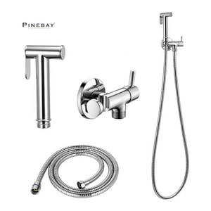 PINEBAY Hot Selling Bathroom Self Cleaning Polished Chrome Shattaf Set Easy Control Toilet Bidet Set Handheld Bidet Sprayer Set