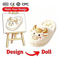 Sepatu Rumah Boneka Kartun 3D Custom OEM, Hewan Isi Dakron, Bersertifikat CPC EN71, Ukuran & Warna Sesuai Pesanan, Ayam Kuning, Unisex