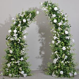 Pelouse mariage forêt style arrière-plan lys blanc corne de taureau arc décoration corne de taureau plantes vertes cadre fleur artificielle arc - Product Image 1