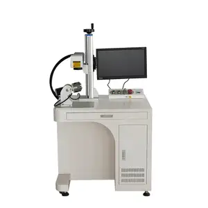 20w 30w Tisch faserlaser markier maschine zur Becher markierung mit Dreh vorrichtung