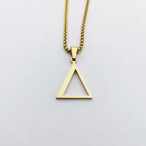 316L Stainless Steel Geometric Triangle Pendant Necklace Fashion Pyramid Delta Greek Letter Charm Necklace Jewelry Vendors