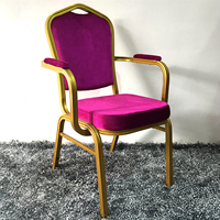 Kursi logam furnitur Hotel, dengan desain sandaran tangan, kursi perjamuan restoran ruang Hotel susun aluminium