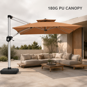 Parasol romain cantilever 3m 2.5m, mât en aluminium 77mm, tissu PU 180g, inclinable, rotation 360°, design moderne, résistant à l'eau, pour extérieur - Product Image 1