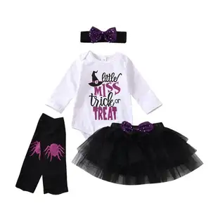हेलोवीन कपड़े पोशाक पोशाक बच्चे बच्चों टूटू स्कर्ट सेट कद्दू स्कर्ट पार्टी की आपूर्ति के लिए वेशभूषा सेट हेडबैंड जन्मदिन का