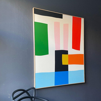 Peinture à l'huile abstraite peinte à la main, fabricant d'art sur toile à blocs de couleur géométriques, taille personnalisée, vente en gros, fournisseur mondial