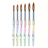 Ensemble de 6 stylos à gel UV pour la décoration des ongles, manche en acrylique professionnel, poils en nylon, pour la manucure DIY