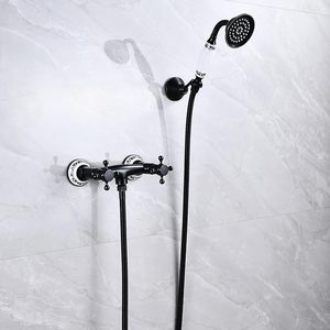 <span class=keywords><strong>Mitigeur</strong></span> <span class=keywords><strong>de</strong></span> baignoire noir rétro en laiton avec douchette à main - Product Image 2