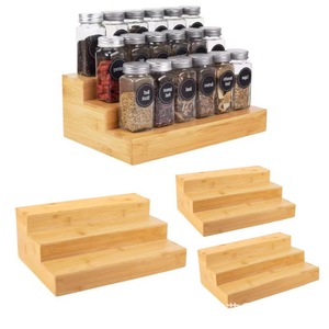Wooden <b>Spice</b> <b>Jar</b> Storage <b>Rack</b> 3 Tier Standing Type Kitchen Cabinet Organizer <b>For</b> Home Desktop Use - Product Image 1