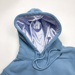 Sudadera con capucha con forro de satén y bolsillo personalizado con estampado de logotipo privado para hombres y mujeres - Product Image 1