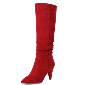 Bottes hautes à talons aiguilles pour femme, bout pointu, tige unie, bottes longues formelles pour le travail - Product Image 3