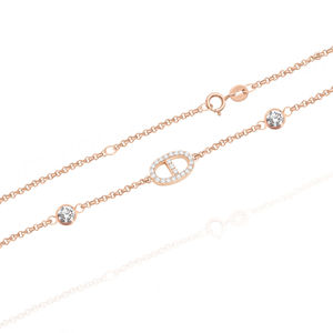 New Dainty 18k Real Gold <b>Fine</b> Chain Cubic Zirconia Charm Pig Nose Pendant Bracelet 18k Gold Jewelry Real with Diamond for Women - Product Image 1