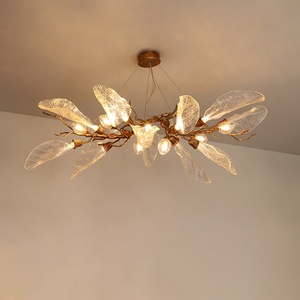 Postmodern <b>Light</b> Luxury Gold All-Copper Leaf <b>Chandelier</b> for Living Room Restaurant Staircase & Homestay - Product Image 5