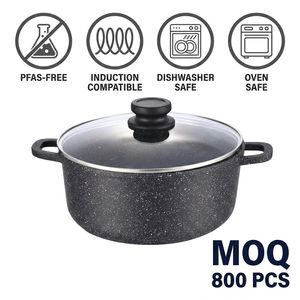 <span class=keywords><strong>Olla</strong></span> de Cocina Antiadherente de Aluminio Fundido <span class=keywords><strong>a</strong></span> Presión, con Tapa de Vidrio y Perilla de Acero Inoxidable, Libre de PFAS, Certificada por BSCI, 20CM, OEM, Personalizable - Product Image 2