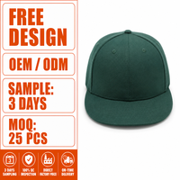 Topi Baseball Bordir 3D Hijau Tua Logo Kustom Snapback Unisex Pinggiran Datar 6 Panel Outdoor
