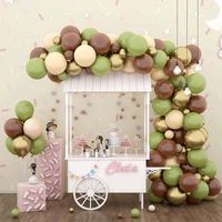 Kits de Guirnaldas de Globos, Arco de Globos de Látex Verde Oliva y Marrón Chocolate para Decoración de Bodas, Cumpleaños, Baby Shower y Fiestas