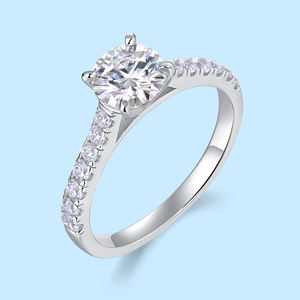 VVS1 d-warna harga grosir 1CT 2CT 3CT cincin pernikahan mewah tatahan dengan Moissanite berlian bulat cincin pemotong - Product Image 3