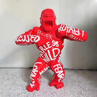 Statue d'orang-outan en fibre de verre à bas tarif décor résine Art fluide Donkey Kong Sculpture peinte Graffiti gorille King Kong Statue