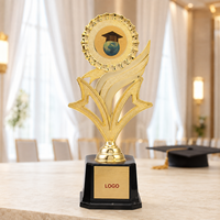 Trophée de diplômation personnalisé pour étudiants, plaqué or imitation, logo et texte personnalisables, cadeau commémoratif