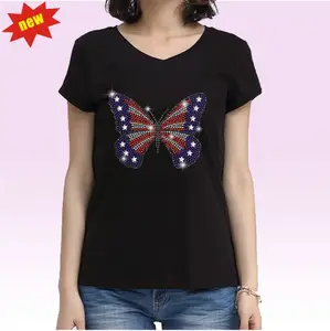 Bán buôn hoa đẹp bướm hotfix Rhinestone Motif cho quần áo