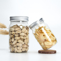 Pot Mason en plastique transfrontalier de 250ml, design moderne, couvercle en aluminium à large ouverture, pot de noix à collation pour aliments pour animaux de compagnie à haute transparence