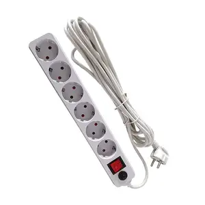OSWELL Socket 6 Ways European Plug Extension Power Cord for Computer Home Appliance Electrical Outlet Connection