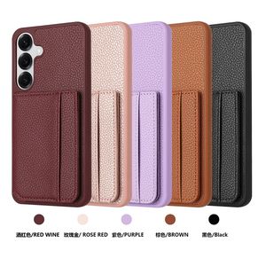 Custodia in Pelle Litchi con Slot per Carte e Supporto Magnetico per Samsung Galaxy S25 Edge Plus S24 Ultra S23 FE S22 <span class=keywords><strong>S21</strong></span>, <span class=keywords><strong>Cover</strong></span> Posteriore in <span class=keywords><strong>Silicone</strong></span> - Product Image 3