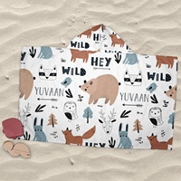 Serviette de plage poncho à capuche personnalisée pour enfants, motif camion et dinosaure, super douce, écologique, cadeau personnalisé avec nom pour la salle de bain