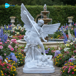 Estatua de Jardín del Arcángel Miguel, Escultura de Mármol, Decoración Exterior Personalizada, Tallada a Mano para Uso en Iglesias y Cementerios - Product Image 2
