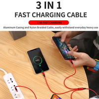 Cantell Kabel Pengisi Daya Ponsel, Kabel Pengisian Daya Ponsel 3 In 1 Kepang Cepat