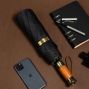 Parapluie automatique imperméable de 26 pouces avec poignée en bois, coupe-vent, logo personnalisé pour hommes d'affaires - Product Image 4
