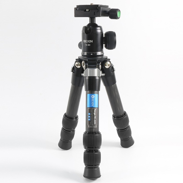 Mini Carbon Fiber Tripod Compact Lightweight Portable Tabletop Tripods with Handle Ball Head for DSLR Camera Phone