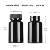 Flacons en plastique vides pour pilules, capsules, médicaments, poudre solide, comprimés, 150 ml, 150 cc, 5 oz, ambre noir, avec bouchon à sécurité enfant