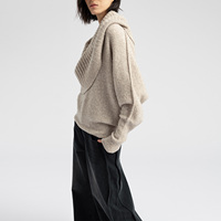 Pull en laine pour femme à col rabattu, en tricot bouclé 214g, pull chaud d'hiver pour femme, pulls en tricot pour femme