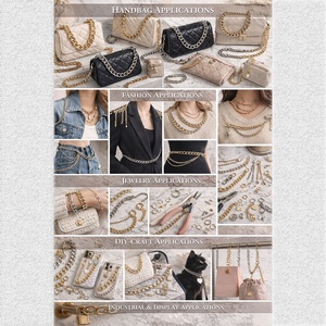 Cadena de Metal de Lujo con Remaches y Cuerda Trenzada <span class=keywords><strong>para</strong></span> Bolsos y Carteras |   Cadena Ecológica de Aleación de Zinc Dorada <span class=keywords><strong>para</strong></span> Accesorios de Moda - Product Image 6