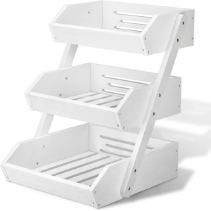 Three-tiered fruit basket, white