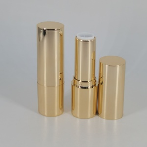 Tube de rouge à lèvres rotatif rond doré brillant de luxe, vide, avec logo personnalisé, 3,5 g, conteneur de rouge à lèvres vierge, maquillage cosmétique - Product Image 6