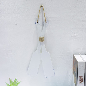 Mediterranean Style Double Oar Wall Hanging Home Decor With Temperature <b>Gauge</b> For Indoor Outdoor Use - Product Image 3