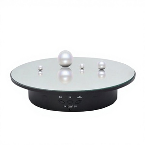 20cm 3 Speeds <b>Smart</b> <b>Mirror</b> Velvet USB Outdoor Plastic Electric Rotating Display Stand Turntable Jewelry Holder - Product Image 2