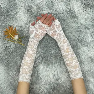 Fashion Summer Arm Brace Mesh Lace Thin Long Sleeve For Bride Breathable Cycling Gloves Driving Sun Protection Arm Cover