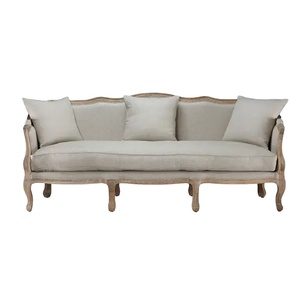 Ensemble de canapé moderne en lin avec accoudoirs en bois évasé pour salon, chambres, école et parc, meubles de maison capitonnés - Product Image 4