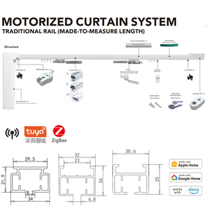 Rails personnalisés <span class=keywords><strong>pour</strong></span> systèmes <span class=keywords><strong>de</strong></span> rideaux électriques intelligents, design moderne <span class=keywords><strong>pour</strong></span> appartements et hôtels - Product Image 1
