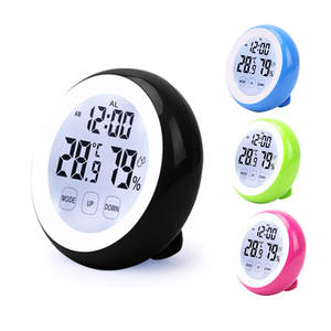 Termo-Higrômetro Digital LCD de Plástico com Tela Sensível ao Toque, Alimentado por Pilha, com Luz de Fundo, Relógio Despertador e Medidor de Temperatura e Umidade para Uso Doméstico - Product Image 6