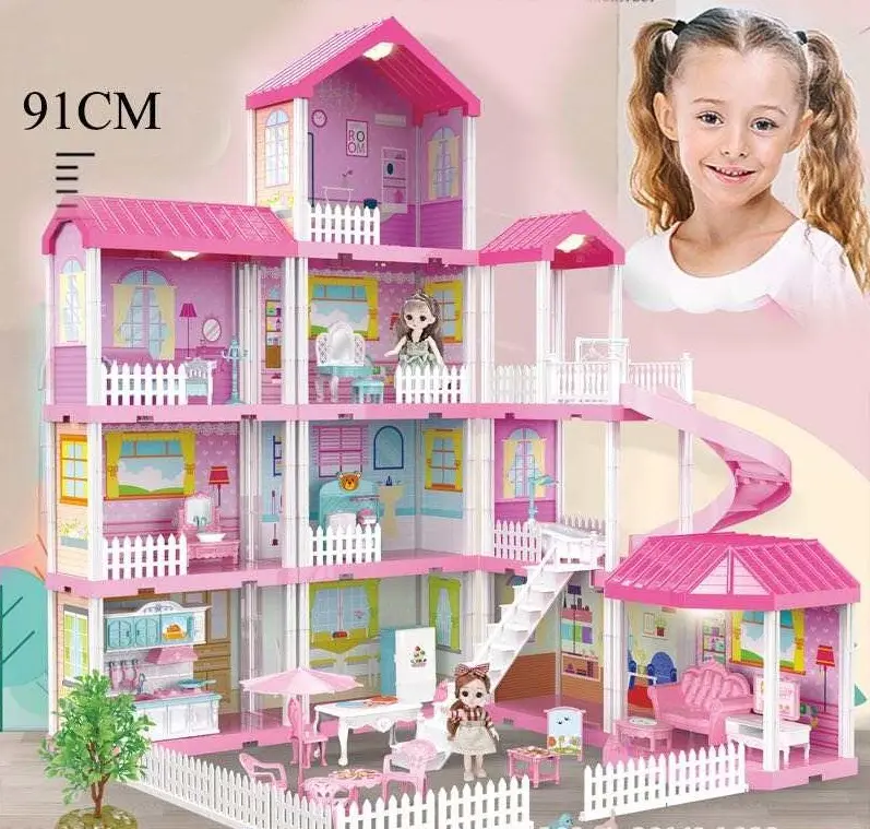 High Quality Self assembly model house game DIY gift villa house game toy