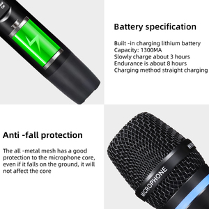 Sistema de Micrófono Inalámbrico de Doble Canal con Bluetooth y DSP Anti-Regollos para Actuaciones Profesionales en Escenario - Product Image 6