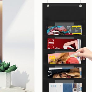 Organization Pocket Chart 10 Pockets Hanging Wall <b>File</b> Organizer With 2 Metal <b>Hangers</b> For Office Home Use - Product Image 6