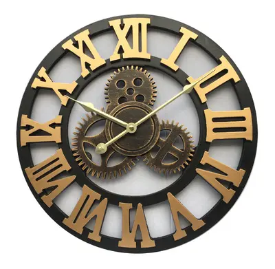 Newart 16 Zoll Kreis industrielle Retro bewegliche Ausrüstung Metall Wanduhr Home Dekoration