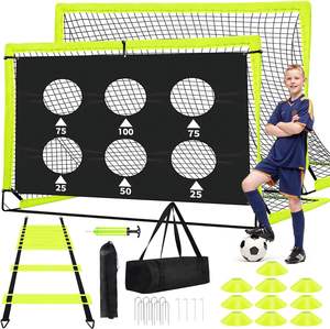 Buts de football pour enfants pour la cour, lot de 2, 6x4 pieds, filets de football portables, équipement d'entraînement avec ballon de football, échelle, cônes - Product Image 2