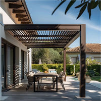Pérgola Bioclimática Moderna de Aluminio con Techo Impermeable y Resistente a la Nieve, Motorizada, con Marco con Recubrimiento en Polvo, para Jardín