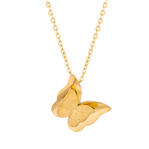 Collar con Colgante de Mariposa, Acero Inoxidable, Chapado en Oro Rosa de 18K, Diseño 3D, Joyería de Moda Unisex, Cadena para Clavícula - Product Image 1