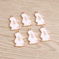 Weny – Lot de 10 pendentifs mignons en alliage de lapin Chang'e, faits à la main et avec finition émaillée